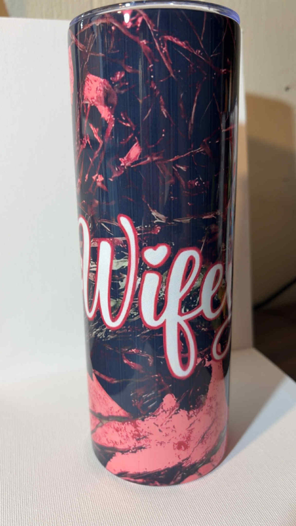 🔥 20oz Skinny Tumbler – Hunting Camo "Hubby" & Pink “Wifey” Designs