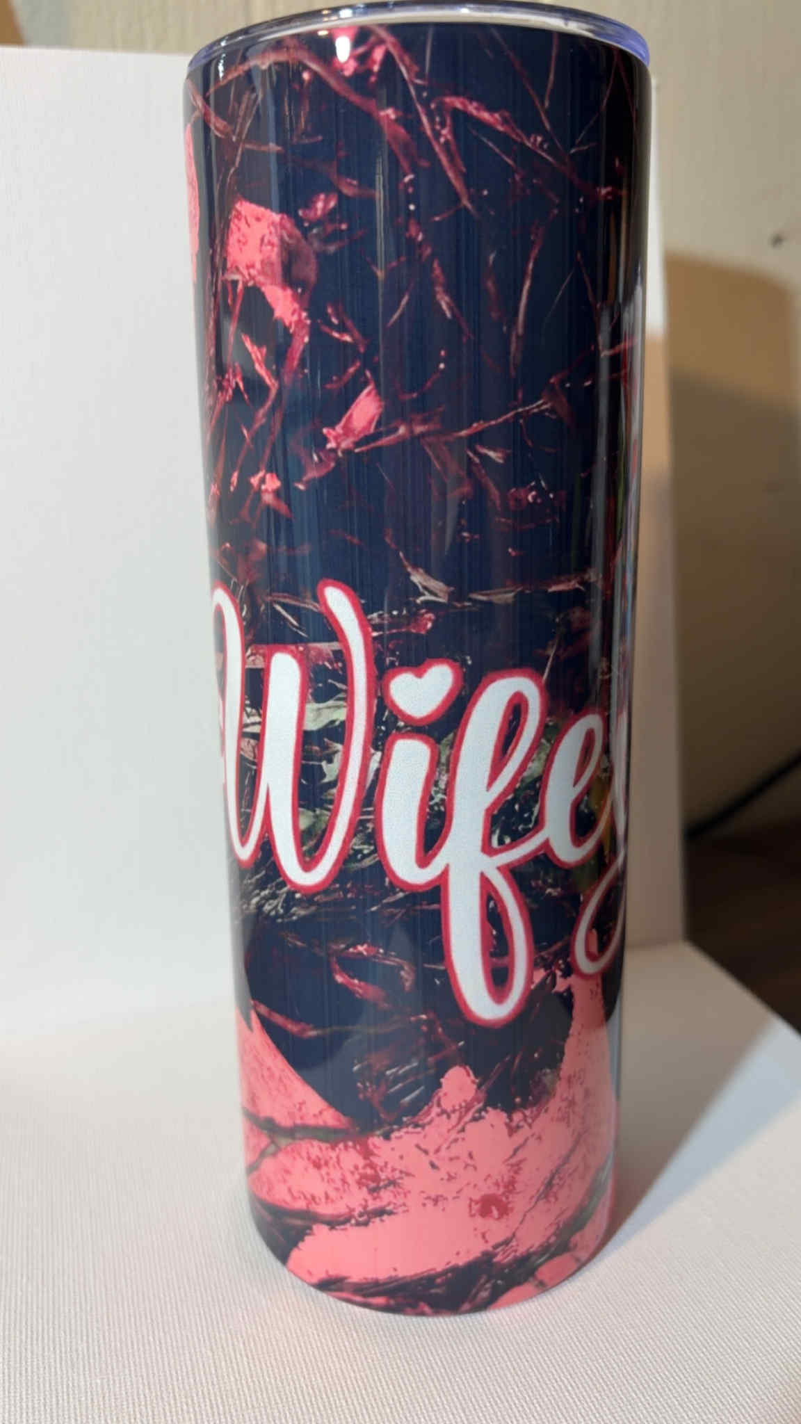 🔥 20oz Skinny Tumbler – Hunting Camo "Hubby" & Pink “Wifey” Designs