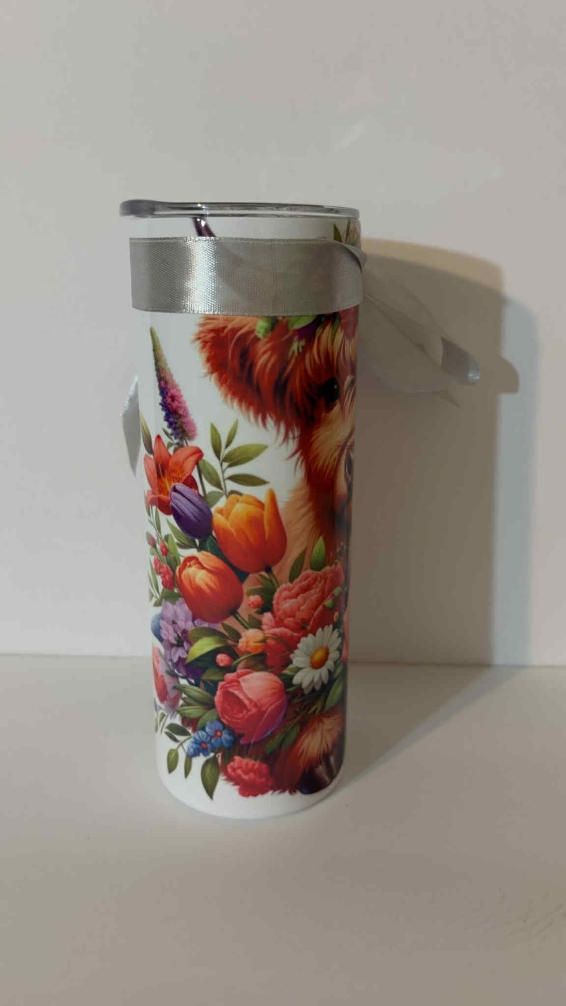 Floral Highland Cow 20oz Sublimation Tumbler