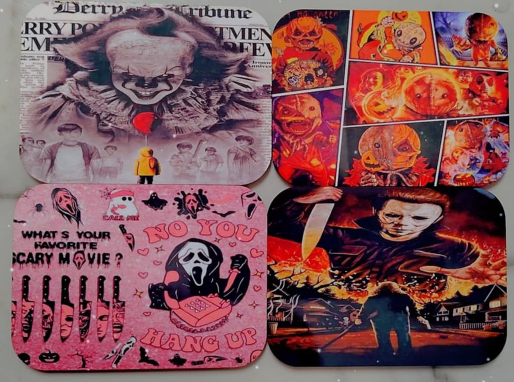 🩸 Horror-Themed Drink Coasters – Set of 4