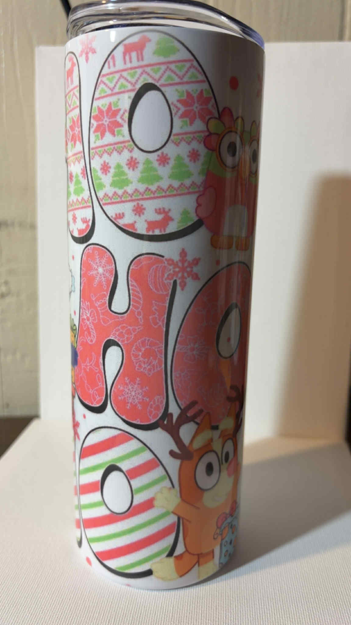 🎄 Christmas Bluey “HO HO HO” 20oz Skinny Tumbler