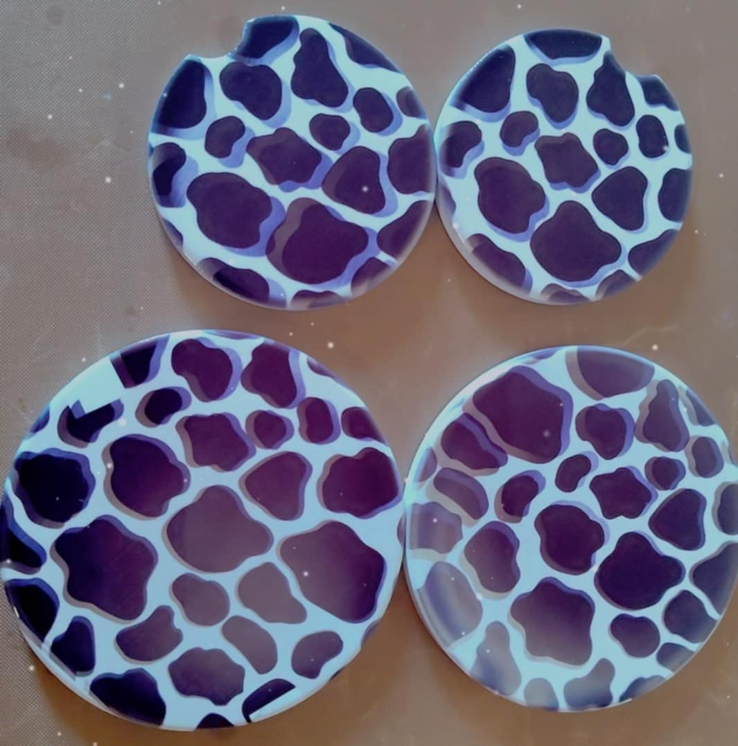🐮  Cow Print Ceramic Coaster Set