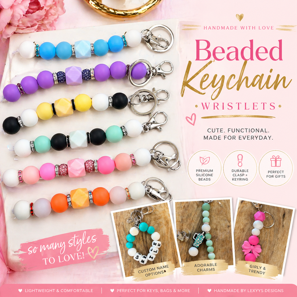 Beaded Keychain Wristlets | Handmade Silicone Keychains | Custom & Ready-to-Ship