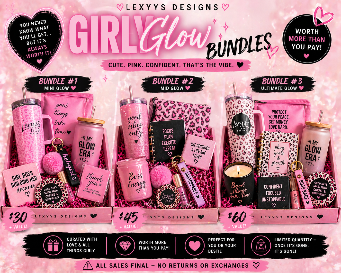 💖 Girly Glow Bundles #1–#3 | Cute, Pink & Confident Vibes ✨