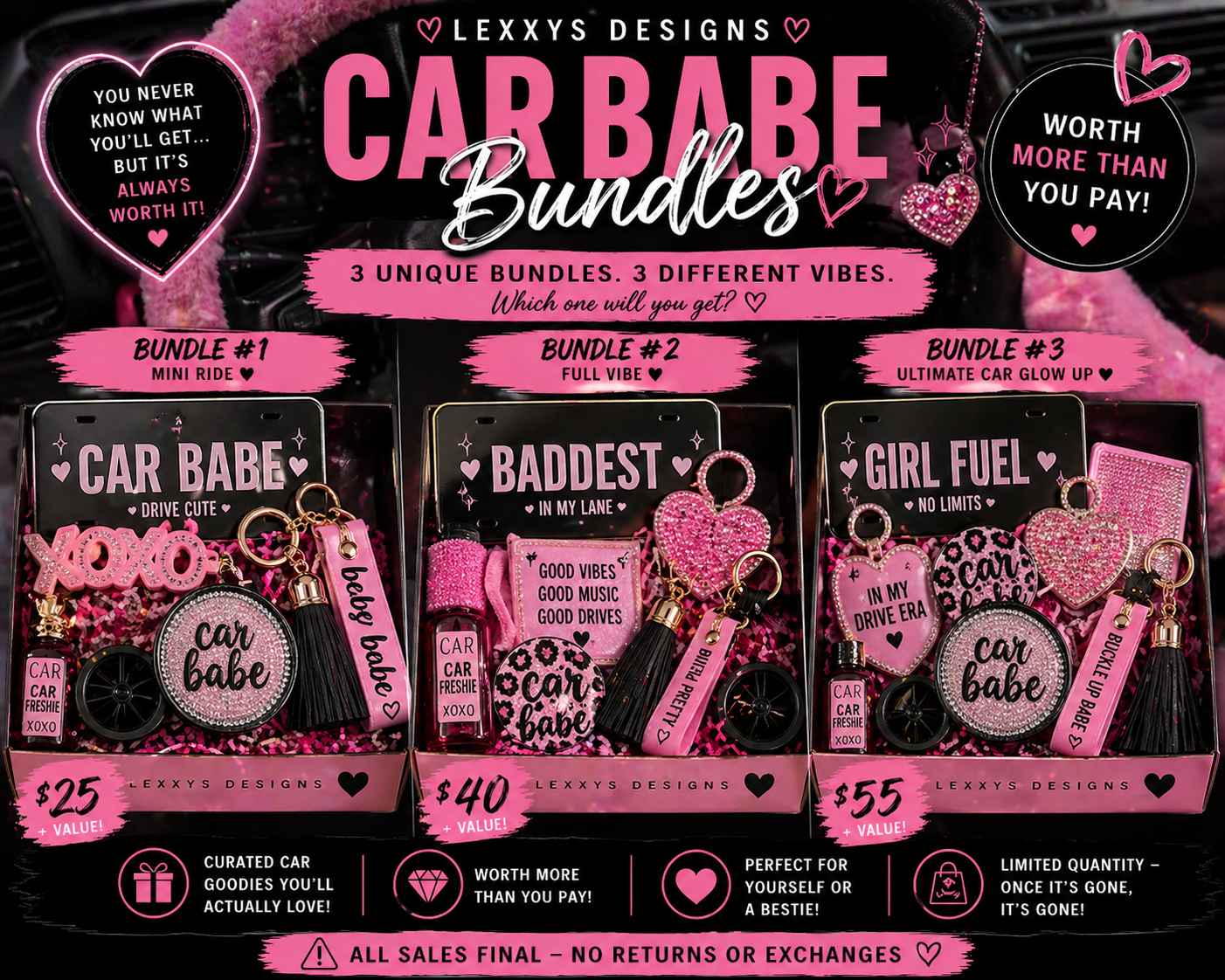 🚗💖 Car Babe Bundles #1–#3 | Cute Must-Haves for Your Ride ✨