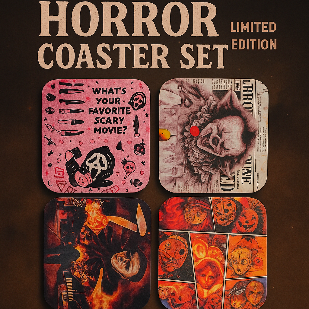 🩸 Horror-Themed Drink Coasters – Set of 4