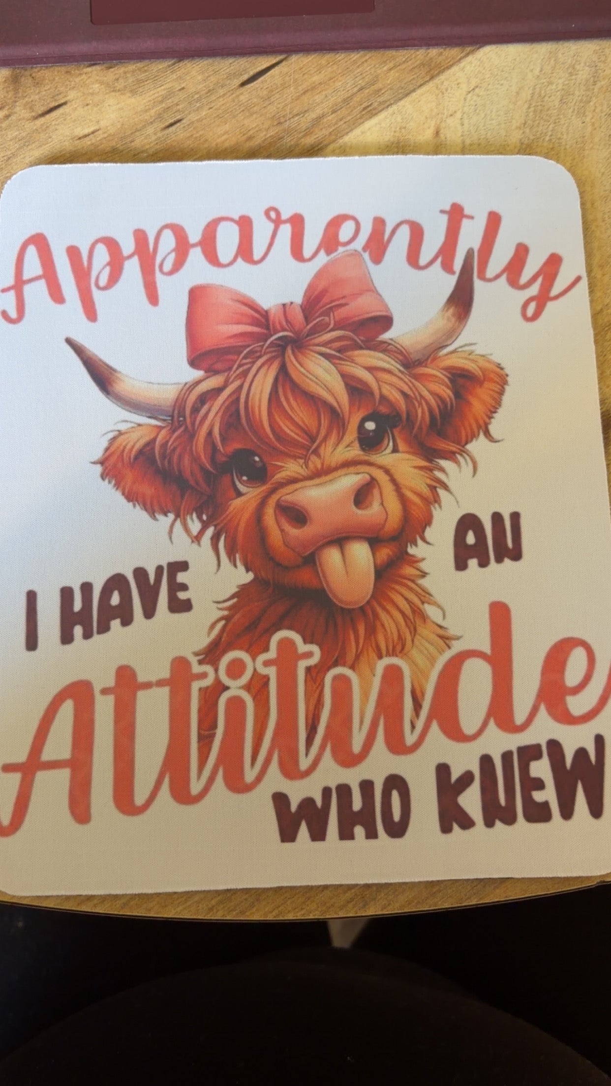 Funny Highland Cow Mouse Pad 🐮🤍