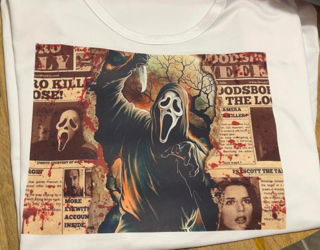 Ghostface Horror Graphic T-Shirt – Spooky Movie Fan Tee