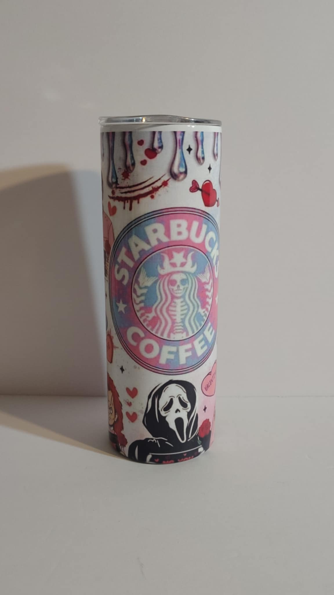 💀 Horror Valentine Tumbler | Skeleton Starbucks Design