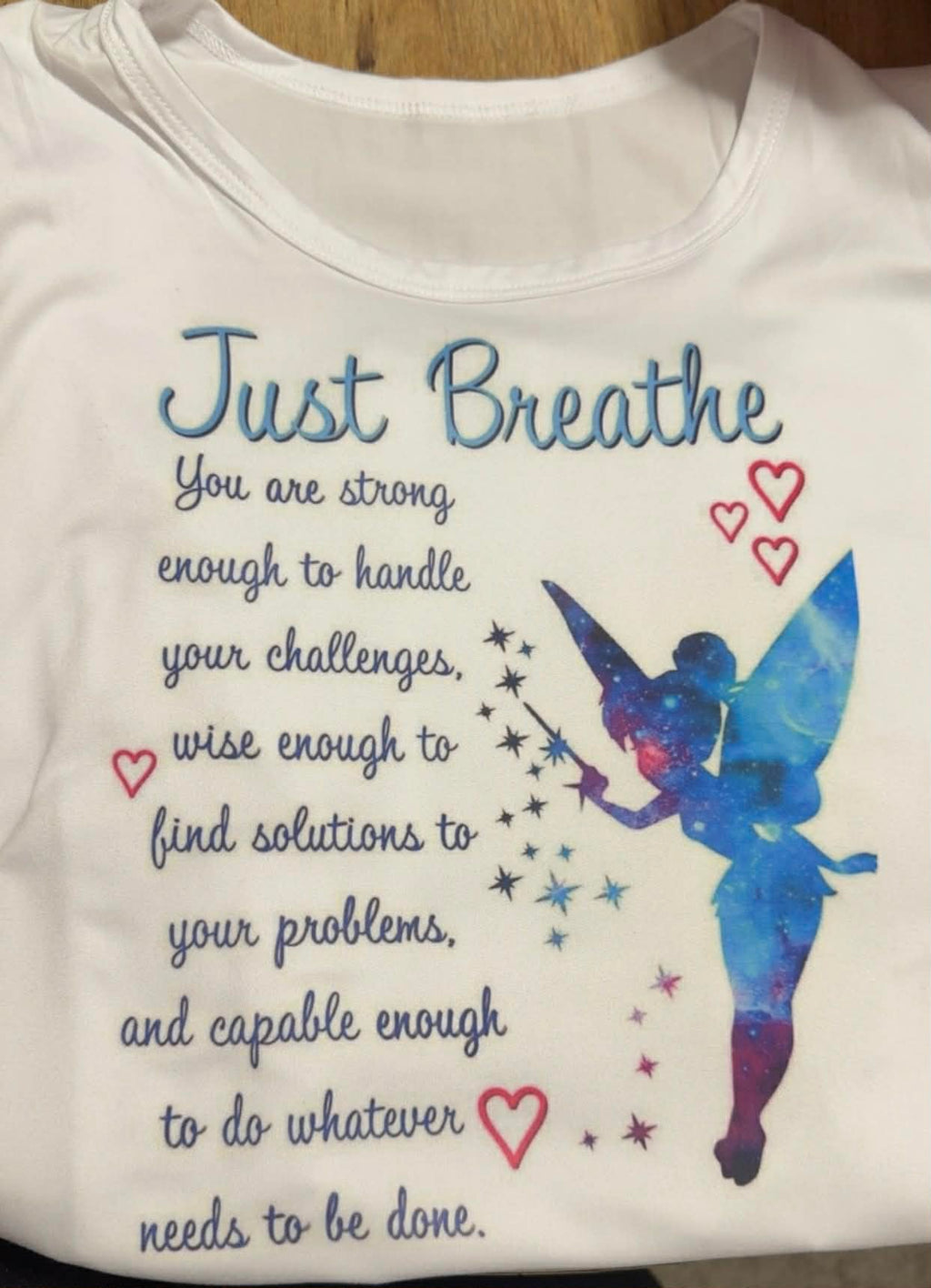 Just Breathe Inspirational Fairy T-Shirt – Motivational Graphic Tee